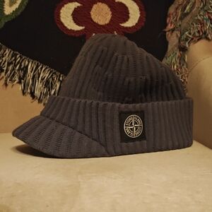 Stone Island Dark Gray Ribbed Hat